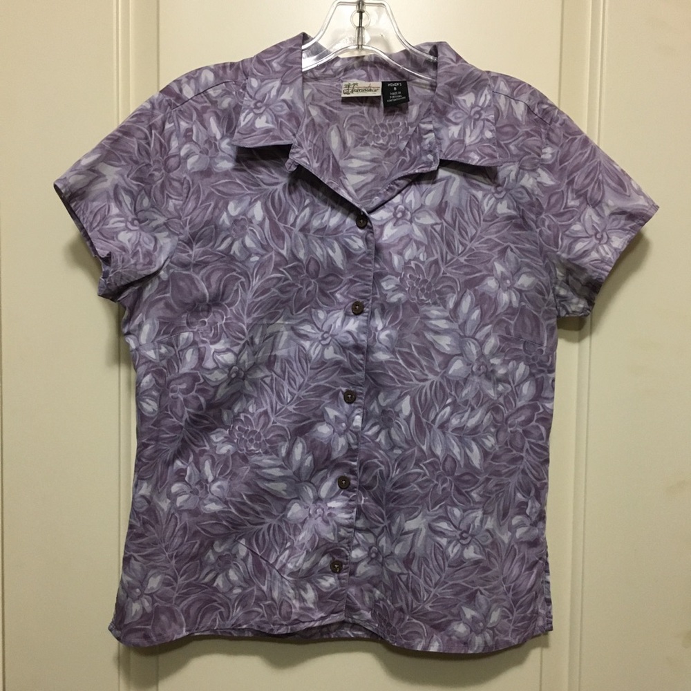 Purple & Tan Patagonia blouse.